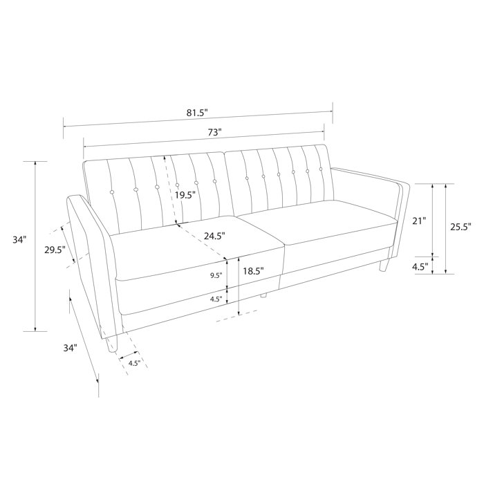 Mercury Row® Perdue 81.5" Velvet Square Arm Convertible Sleeper